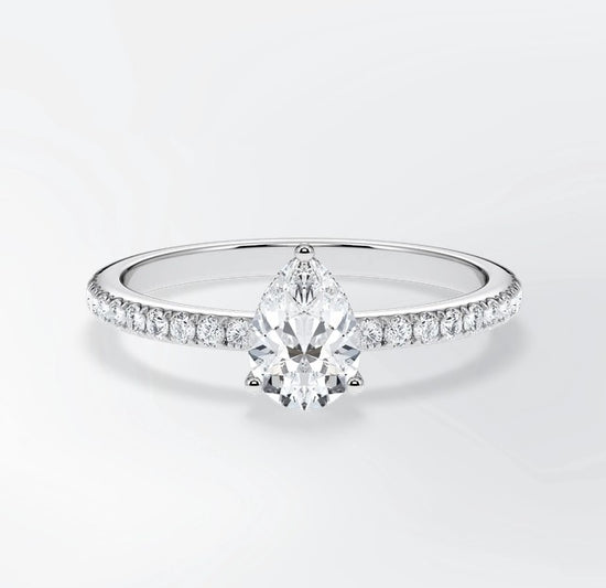 Verlobungsring Weißgold 585 mit Diamanten I AMORE TROPFEN PAVE