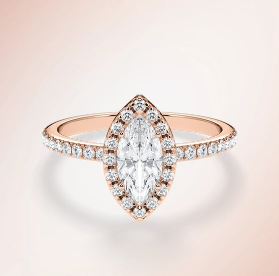 Verlobungsring Rosegold 585 mit Diamanten I DOLCE MARQUISE PAVE