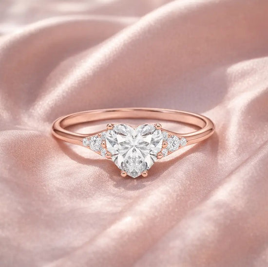 Verlobungsring Rosegold 585 mit Diamanten I FIONA HERZ