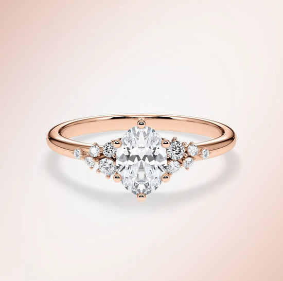 Verlobungsring Rosegold 585 mit Diamanten I MIRA OVAL