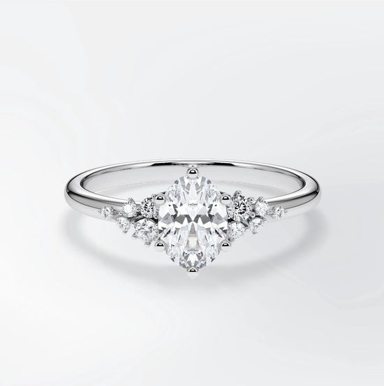 Verlobungsring Weißgold 585 mit Diamanten I MIRA OVAL