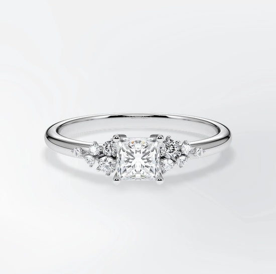 Verlobungsring Weißgold 585 mit Diamanten I MIRA PRINCESS